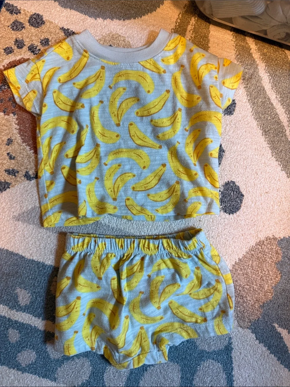 Cat and Jack Banana Print Short Set -0-3 mo